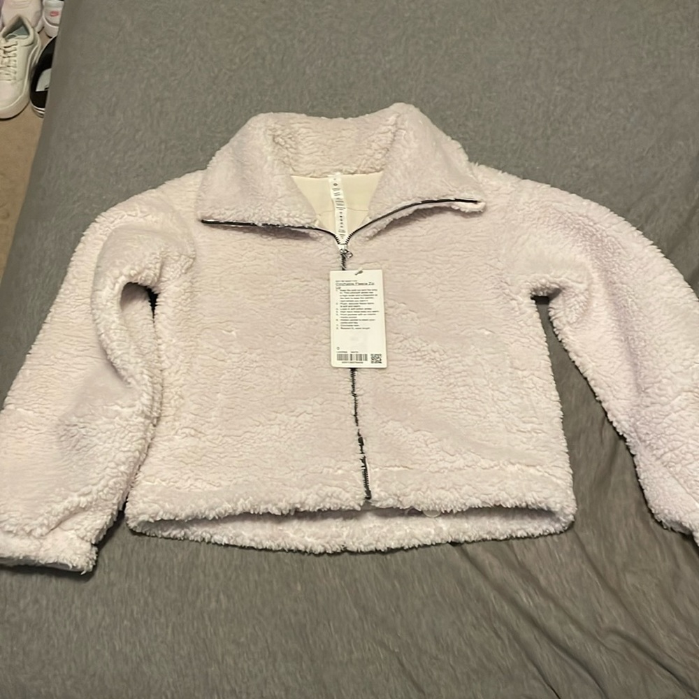 Cinchable fleece zip up